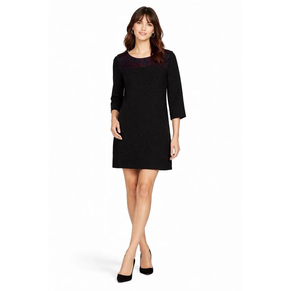Sezane Mini Shift Dress Size 6 S 38 Black Red Blue Scoop Neck Shoulder Straps